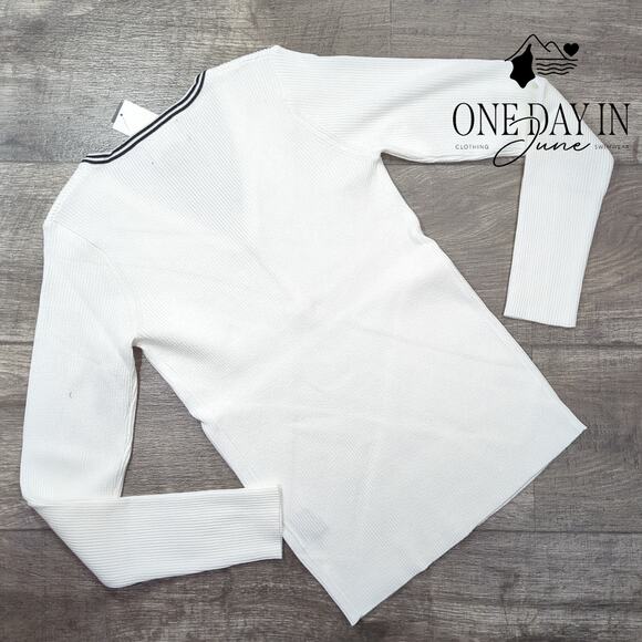 Premise Ribbed Long Sleeve Quarter Zip Sweater Size S - Picture 5 of 5